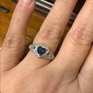 Lab created sapphire and white topaz heart shape
